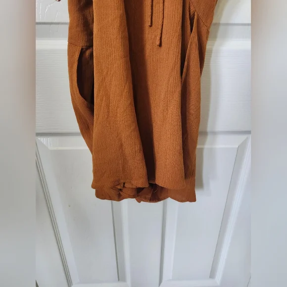 Abercrombie & Fitch Orange Tan Strappy Tie Short Romper M Tall - Picture 10 of 11